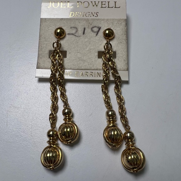 Vintage Joel Powell Designs Clip Earrings Gold - Picture 4 of 8